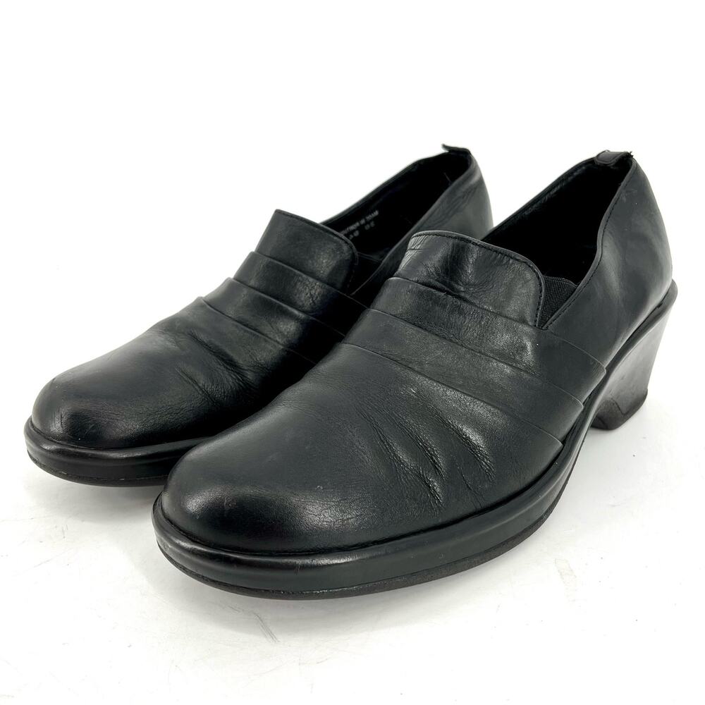 Dansko Women's 10.5 EU41 Black Leather Aubrey Comfort Slip On Clog Shoe
